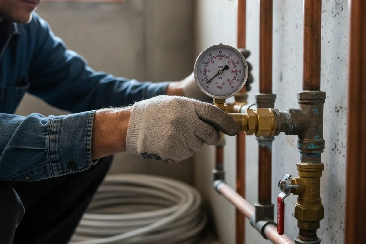 Pressure testing a repaired line during Water Line Repair in Mooreville